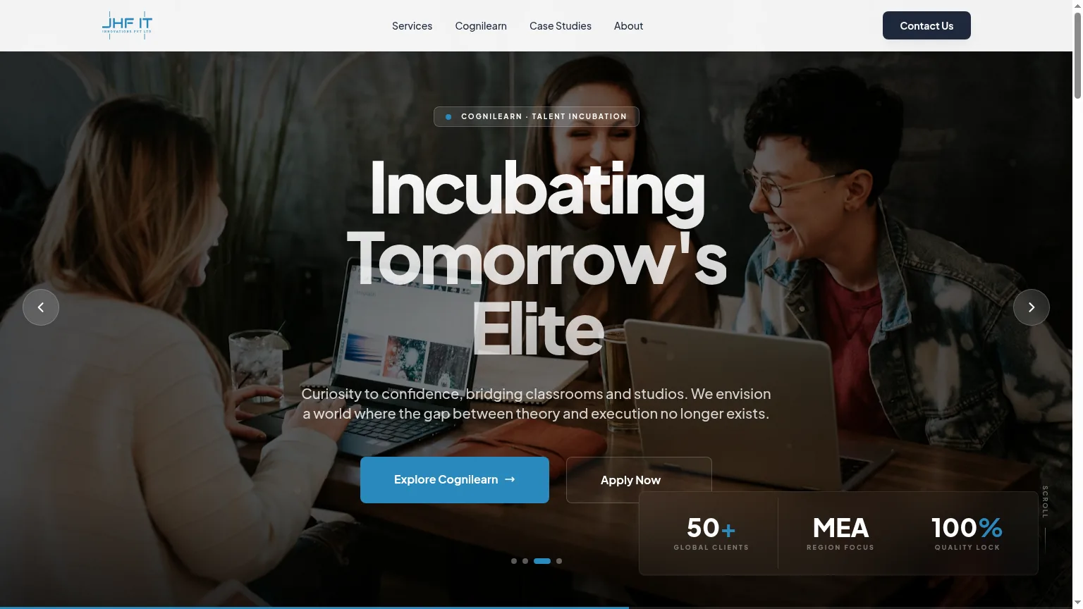 JHF IT Innovations — live homepage hero